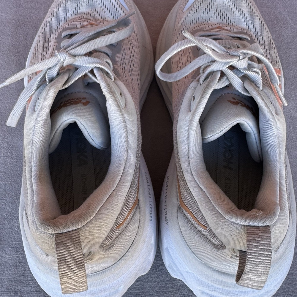 Hoka One One Women's White Sneakers with Pink Logo - Picture 8 of 16